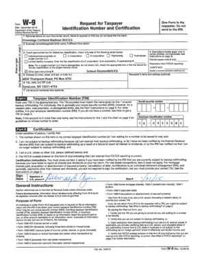 IRS Form W-9 Taxpayer Identification Number and Certification