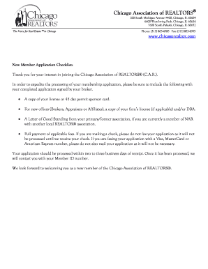Chicago Association of REALTORS Membership Application