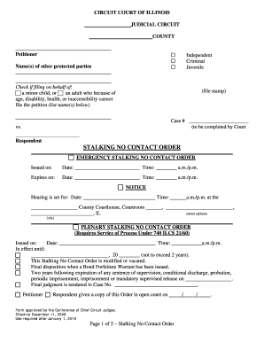 Illinois Stalking No Contact Order