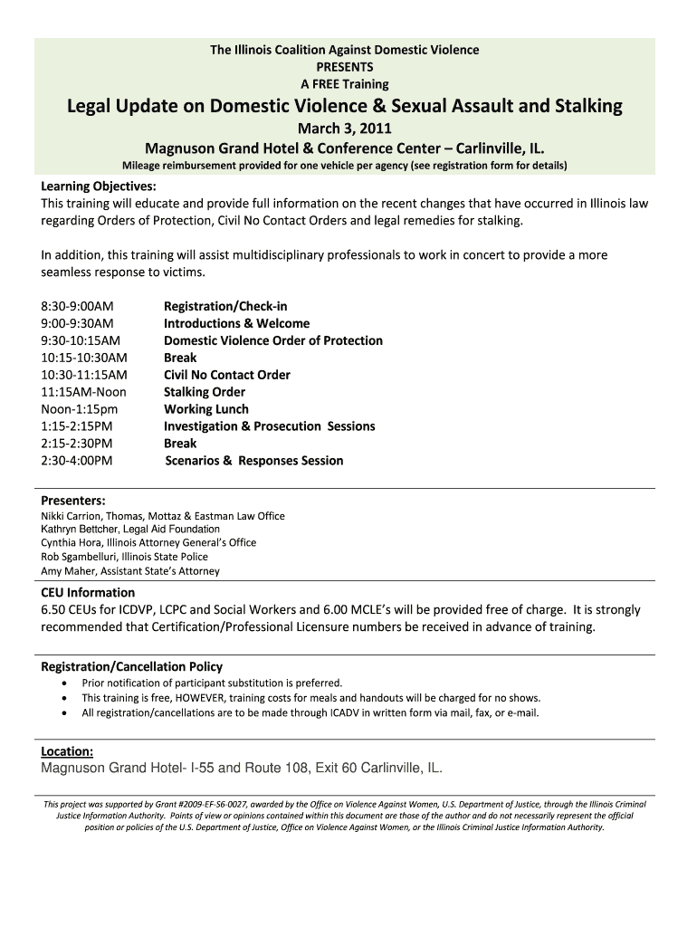 Fillable Online ilcadv Legal Update on Domestic Violence &amp; Sexual ...