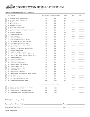 Construction Forms Order Form