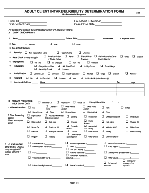 Adult Client Intake Eligibility Determination Form