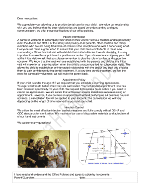 Dental Office Policies and Consent Form