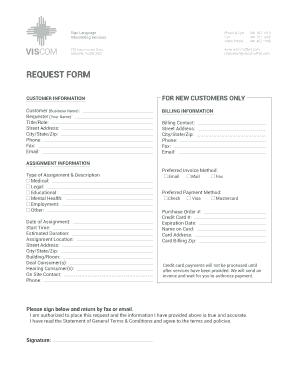 Customer Information Request Form