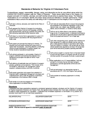 Standards of Behavior for Virginia 4-H Volunteers