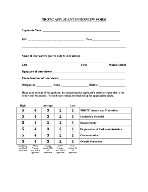NROTC Applicant Interview Form