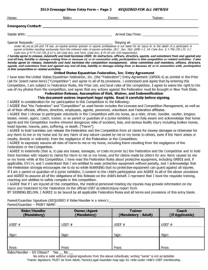 2010 Dressage Show Entry Form