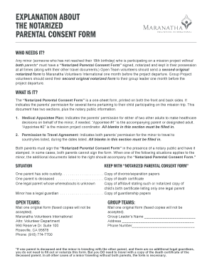 Notarized Parental Consent Form