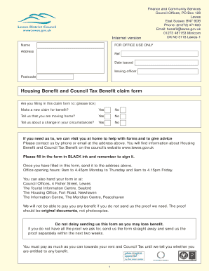 Letter for housing request - Housing Benefit and Council Tax Benefit claim form. Housing Benefit and Council Tax Benefit claim form