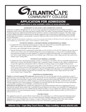 Atlantic Cape Community College Application Form