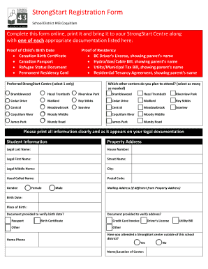 StrongStart Registration Form