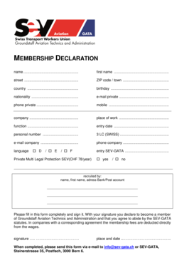 Membership Declaration Form