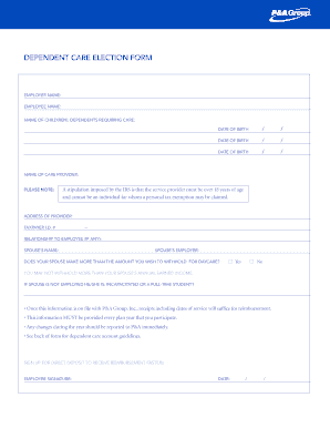 Dependent Care Election Form