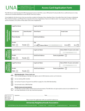 UNA Access Card Application Form