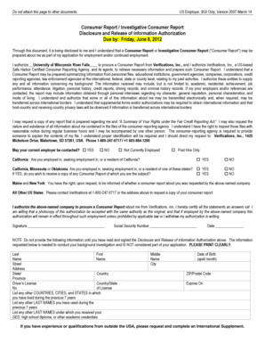 US Employment Consumer Report Authorization Form