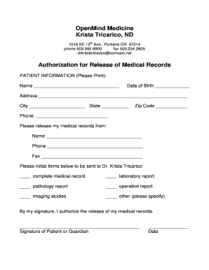 Authorization for Release of Medical Records