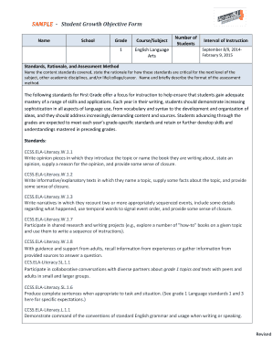 Student Growth Objective Form