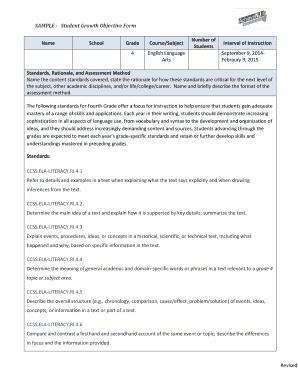 Student Growth Objective Form