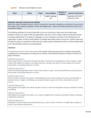 Student Growth Objective Form