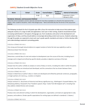 Student Growth Objective Form
