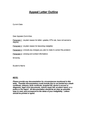Appeal Letter Outline