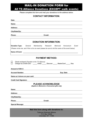 TS Alliance Mail-In Donation Form