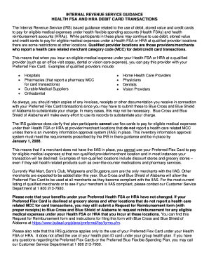 IRS Guidance on Health FSA and HRA Debit Card Transactions