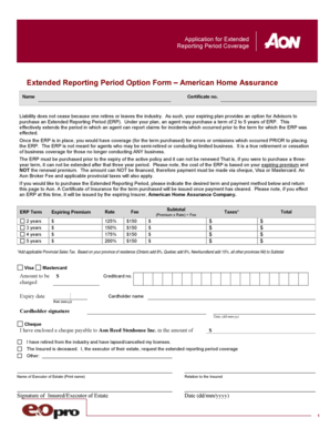 Extended Reporting Period Coverage Application