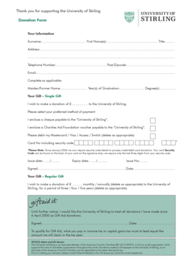 University of Stirling Donation Form