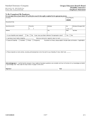 Oregon Educators Disability Insurance Claim Form