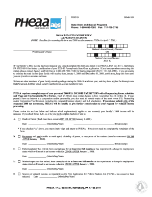 2009-10 Reduced Income Form