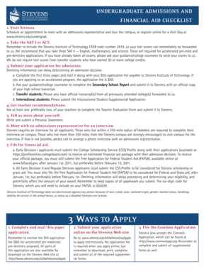 Stevens Institute of Technology Undergraduate Admissions and Financial Aid Checklist
