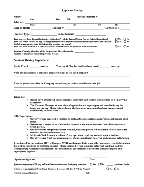 McKenzie Tank Lines Driver Application Form