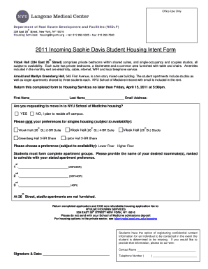 NYU Student Housing Transfer Assignment Form