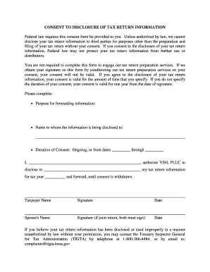 Consent to Disclosure of Tax Return Information