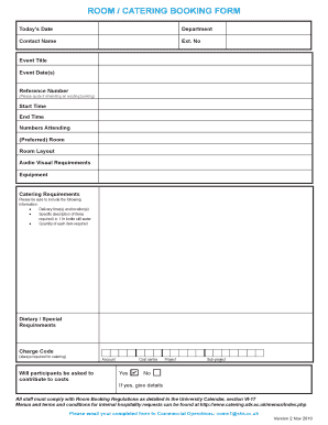 Room and Catering Booking Form