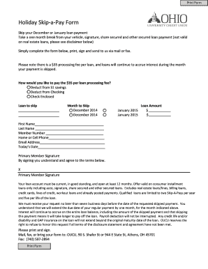 Holiday Skip-a-Pay Form