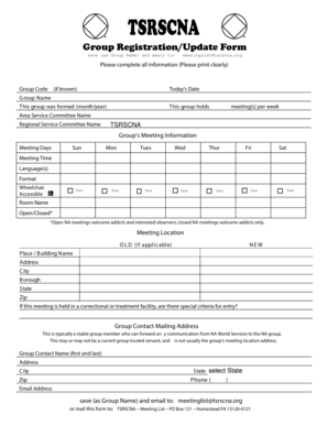 NA Group Registration Form