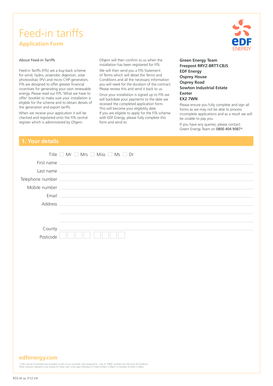 Feed-in Tariffs Application Form