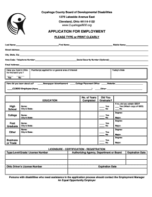 Cuyahoga County Employment Application