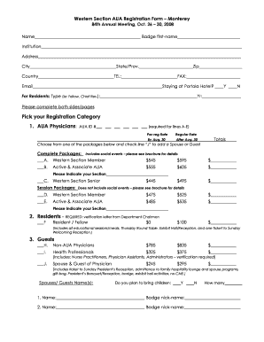 Western Section AUA Registration Form