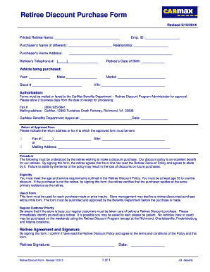Retiree Discount Purchase Form