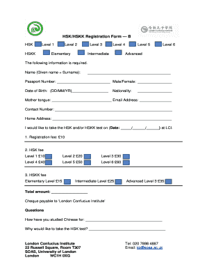 HSK/HSKK Registration Form --- B