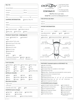 Knee Brace Order Form