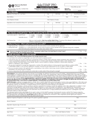 Temporary Individual Health Insurance Application