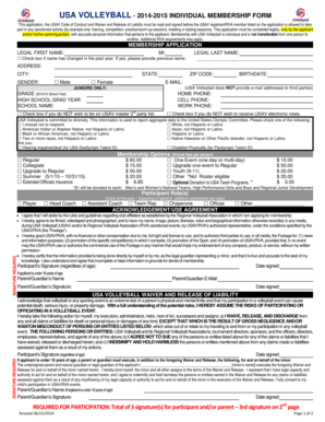USA Volleyball Individual Membership Form