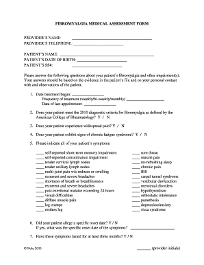 Fibromyalgia Medical Assessment Form