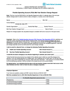 Flexible Spending Account Mid-Year Election Change Request