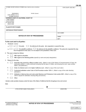 California Notice of Stay of Proceedings