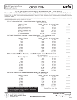 SSA Death Master File Order Form